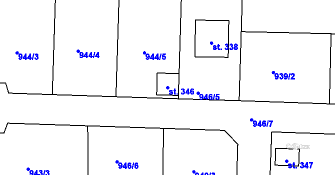 Parcela st. 346 v KÚ Žichovice, Katastrální mapa