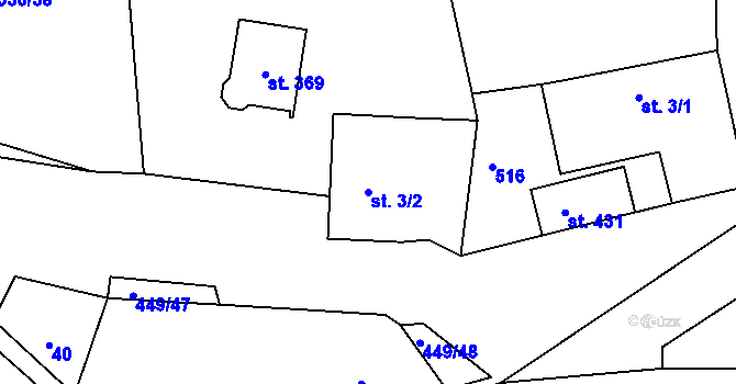 Parcela st. 3/2 v KÚ Žilina, Katastrální mapa