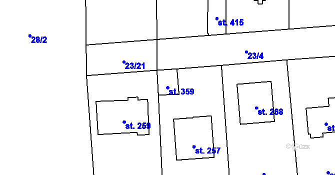 Parcela st. 359 v KÚ Žilina, Katastrální mapa