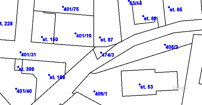 Parcela st. 474/3 v KÚ Žilina, Katastrální mapa