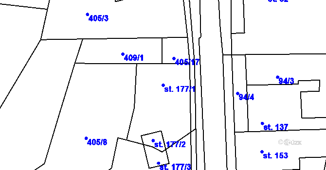 Parcela st. 177/1 v KÚ Žilina, Katastrální mapa