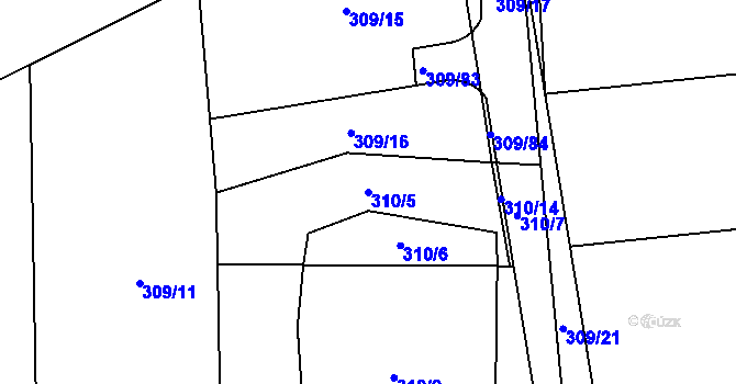 Parcela st. 310/5 v KÚ Žilina, Katastrální mapa