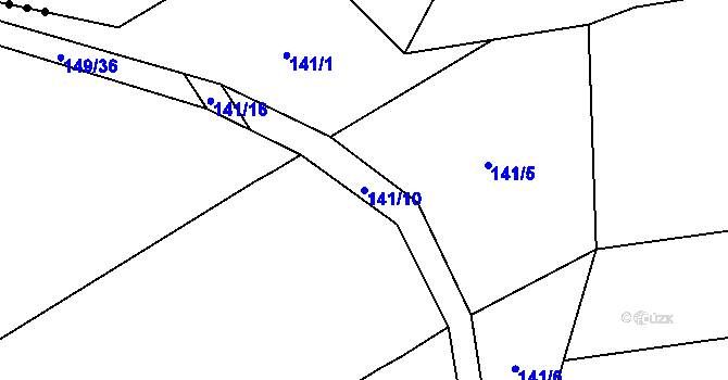 Parcela st. 141/10 v KÚ Žilina, Katastrální mapa