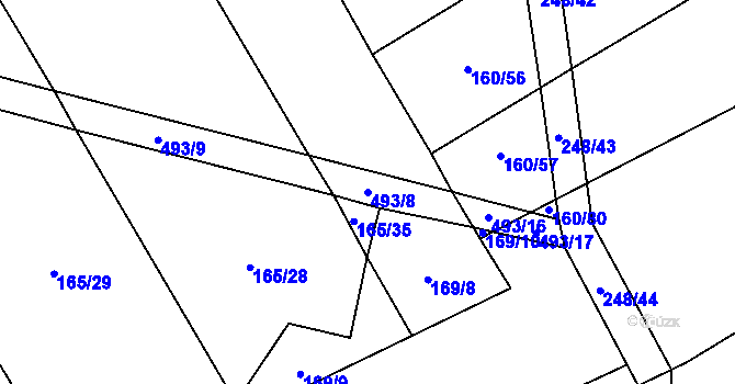 Parcela st. 493/8 v KÚ Žilina, Katastrální mapa