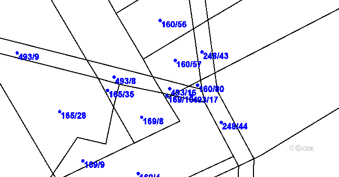 Parcela st. 493/16 v KÚ Žilina, Katastrální mapa