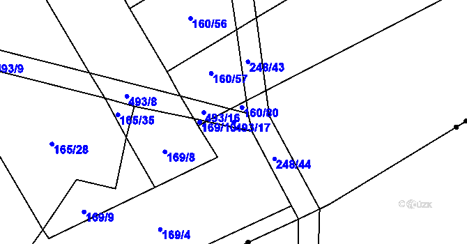 Parcela st. 493/17 v KÚ Žilina, Katastrální mapa