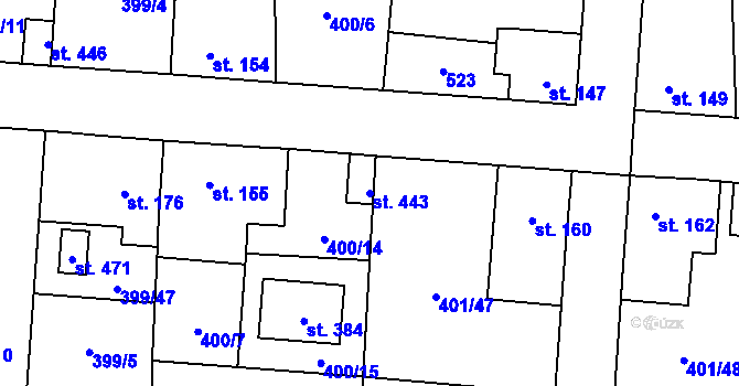Parcela st. 443 v KÚ Žilina, Katastrální mapa