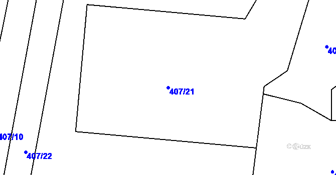 Parcela st. 407/21 v KÚ Žilina, Katastrální mapa