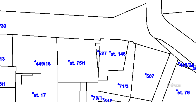 Parcela st. 527 v KÚ Žilina, Katastrální mapa