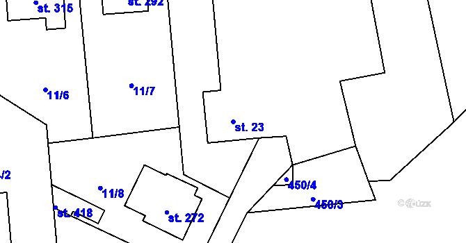 Parcela st. 23 v KÚ Žilina, Katastrální mapa