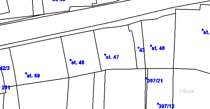 Parcela st. 47 v KÚ Žilina, Katastrální mapa