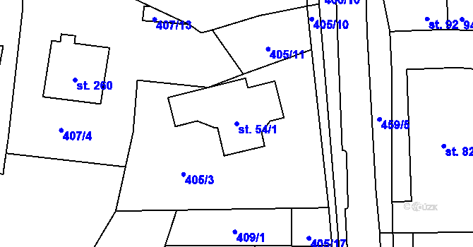 Parcela st. 54/1 v KÚ Žilina, Katastrální mapa