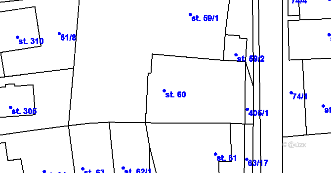 Parcela st. 60 v KÚ Žilina, Katastrální mapa