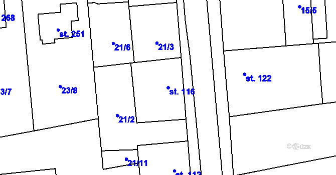 Parcela st. 116 v KÚ Žilina, Katastrální mapa