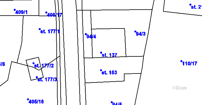 Parcela st. 137 v KÚ Žilina, Katastrální mapa