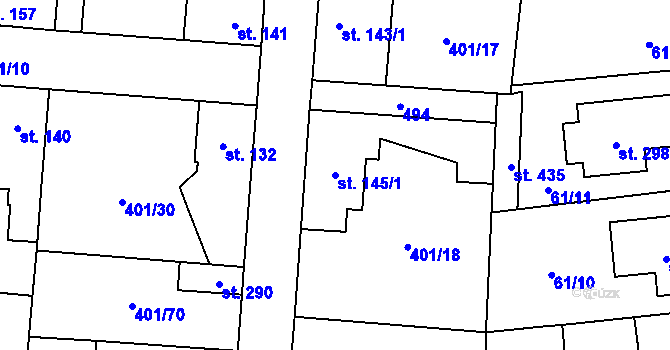 Parcela st. 145/1 v KÚ Žilina, Katastrální mapa