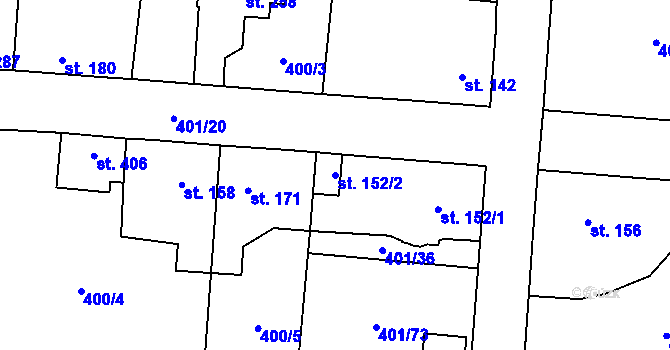 Parcela st. 152/2 v KÚ Žilina, Katastrální mapa