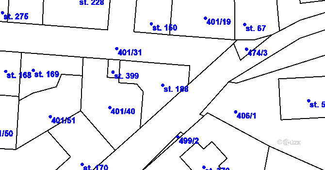 Parcela st. 188 v KÚ Žilina, Katastrální mapa