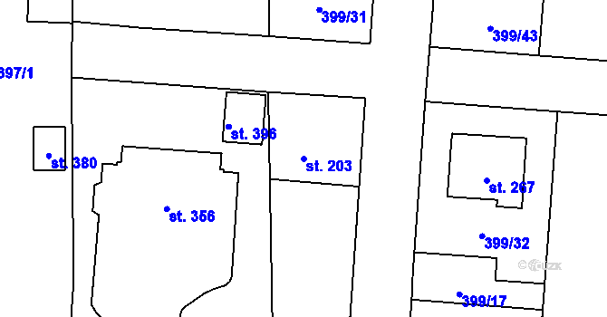 Parcela st. 203 v KÚ Žilina, Katastrální mapa
