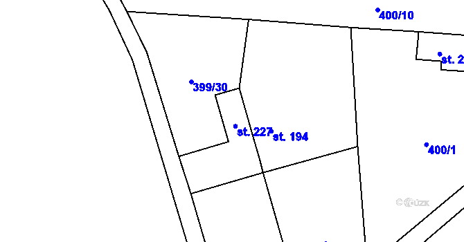 Parcela st. 227 v KÚ Žilina, Katastrální mapa