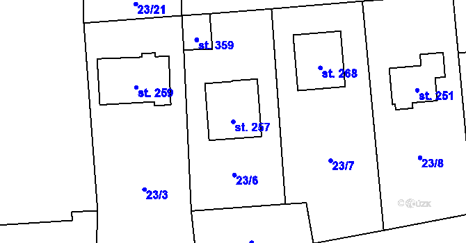 Parcela st. 257 v KÚ Žilina, Katastrální mapa