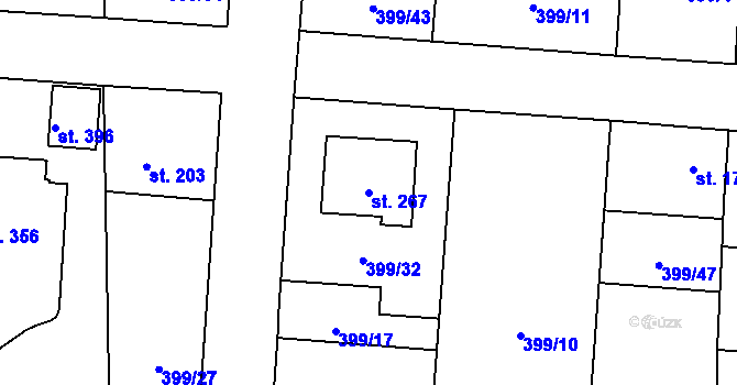 Parcela st. 267 v KÚ Žilina, Katastrální mapa