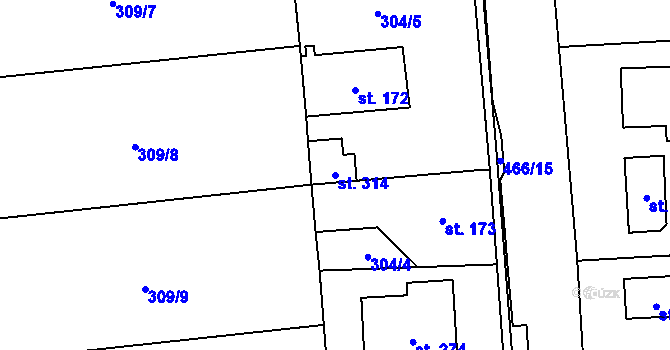 Parcela st. 314 v KÚ Žilina, Katastrální mapa
