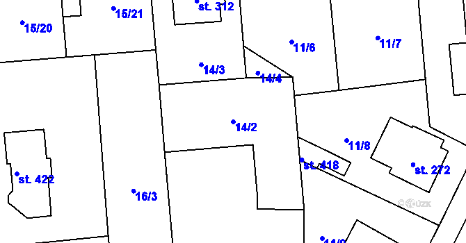 Parcela st. 14/2 v KÚ Žilina, Katastrální mapa