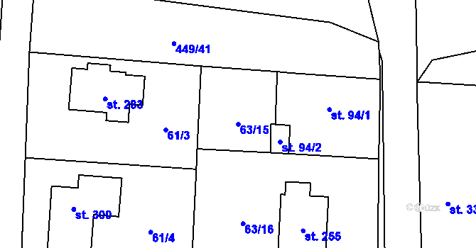 Parcela st. 63/15 v KÚ Žilina, Katastrální mapa