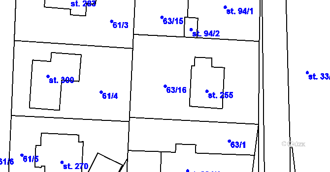 Parcela st. 63/16 v KÚ Žilina, Katastrální mapa