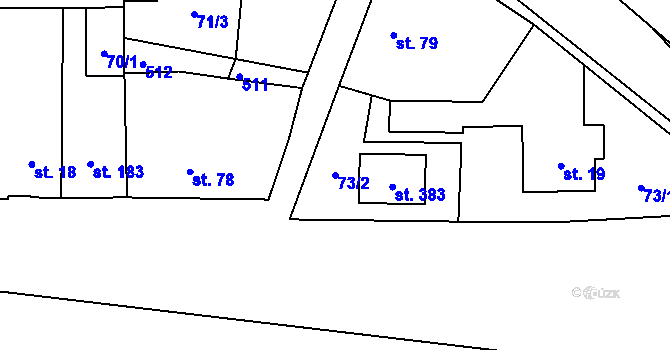 Parcela st. 73/2 v KÚ Žilina, Katastrální mapa