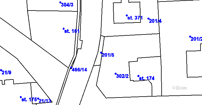 Parcela st. 201/5 v KÚ Žilina, Katastrální mapa