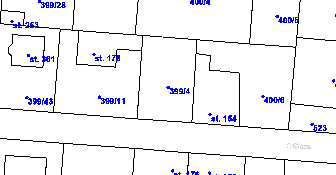Parcela st. 399/4 v KÚ Žilina, Katastrální mapa