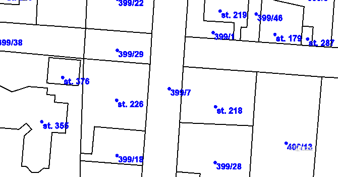 Parcela st. 399/7 v KÚ Žilina, Katastrální mapa