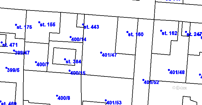Parcela st. 401/47 v KÚ Žilina, Katastrální mapa