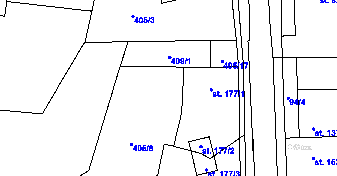 Parcela st. 409/2 v KÚ Žilina, Katastrální mapa