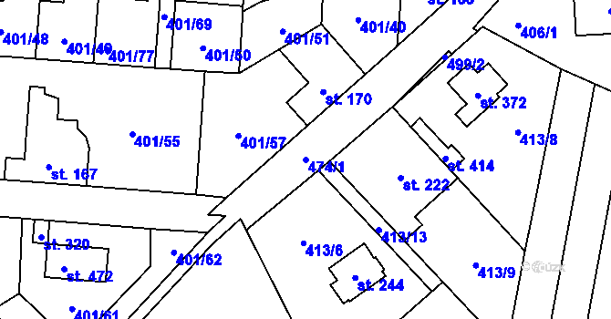 Parcela st. 474/1 v KÚ Žilina, Katastrální mapa