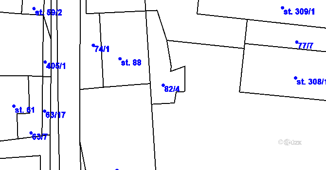 Parcela st. 82/4 v KÚ Žilina, Katastrální mapa