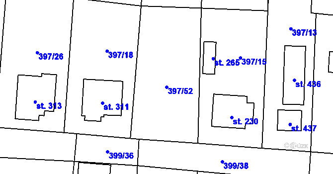 Parcela st. 397/52 v KÚ Žilina, Katastrální mapa