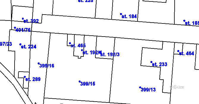Parcela st. 192/3 v KÚ Žilina, Katastrální mapa