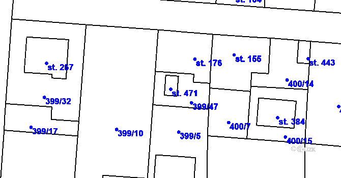 Parcela st. 471 v KÚ Žilina, Katastrální mapa