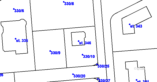 Parcela st. 346 v KÚ Žilina, Katastrální mapa