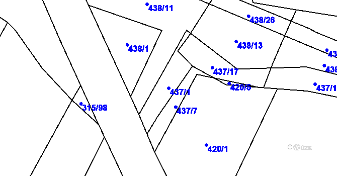 Parcela st. 437/1 v KÚ Tatiná, Katastrální mapa