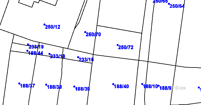 Parcela st. 250/69 v KÚ Tatiná, Katastrální mapa