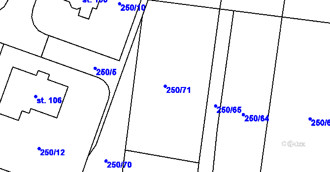 Parcela st. 250/71 v KÚ Tatiná, Katastrální mapa