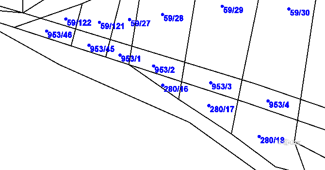 Parcela st. 280/16 v KÚ Tatiná, Katastrální mapa