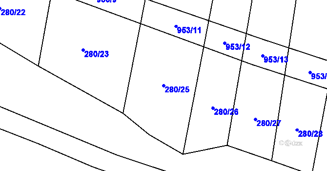 Parcela st. 280/25 v KÚ Tatiná, Katastrální mapa