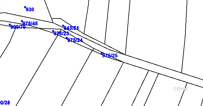 Parcela st. 975/25 v KÚ Tatiná, Katastrální mapa