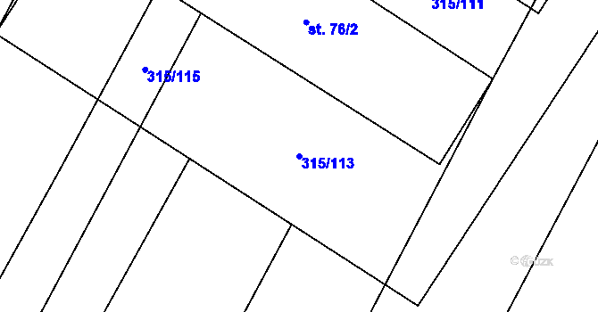 Parcela st. 315/113 v KÚ Tatiná, Katastrální mapa