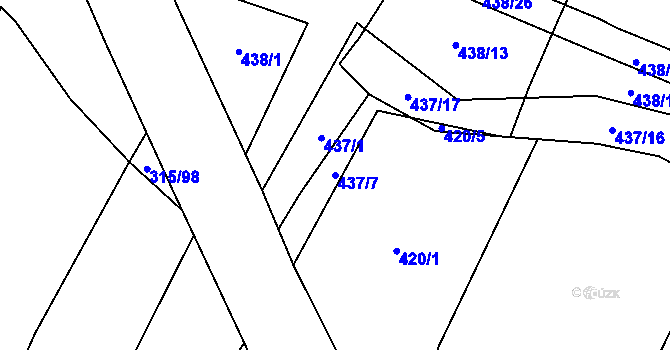 Parcela st. 437/7 v KÚ Tatiná, Katastrální mapa